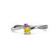 1 - Lucie 4.10 mm Bold Round Amethyst and Yellow Sapphire 2 Stone Promise Ring 