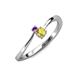 3 - Lucie 4.10 mm Bold Round Amethyst and Yellow Sapphire 2 Stone Promise Ring 