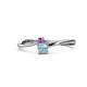 1 - Lucie 4.10 mm Bold Round Amethyst and Aquamarine 2 Stone Promise Ring 