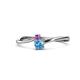 1 - Lucie 4.10 mm Bold Round Amethyst and Blue Topaz 2 Stone Promise Ring 