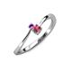 3 - Lucie 4.10 mm Bold Round Amethyst and Rhodolite Garnet 2 Stone Promise Ring 