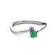 2 - Lucie 4.10 mm Bold Round Amethyst and Emerald 2 Stone Promise Ring 