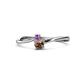 1 - Lucie 4.10 mm Bold Round Amethyst and Smoky Quartz 2 Stone Promise Ring 