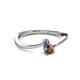 2 - Lucie 4.10 mm Bold Round Amethyst and Smoky Quartz 2 Stone Promise Ring 