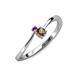 3 - Lucie 4.10 mm Bold Round Amethyst and Smoky Quartz 2 Stone Promise Ring 