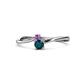 1 - Lucie 4.10 mm Bold Round Amethyst and London Blue Topaz 2 Stone Promise Ring 