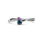 1 - Lucie 4.10 mm Bold Round Amethyst and Blue Diamond 2 Stone Promise Ring 