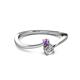 2 - Lucie 4.10 mm Bold Round Amethyst and Lab Grown Diamond 2 Stone Promise Ring 