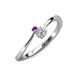 3 - Lucie 4.10 mm Bold Round Amethyst and Diamond 2 Stone Promise Ring 