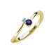 3 - Lucie 4.10 mm Bold Round Blue Topaz and Blue Sapphire 2 Stone Promise Ring 