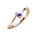 3 - Lucie 4.10 mm Bold Round Blue Topaz and Amethyst 2 Stone Promise Ring 