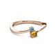 2 - Lucie 4.10 mm Bold Round Blue Topaz and Citrine 2 Stone Promise Ring 