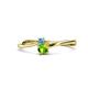 1 - Lucie 4.10 mm Bold Round Blue Topaz and Peridot 2 Stone Promise Ring 