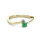 2 - Lucie 4.10 mm Bold Round Blue Topaz and Emerald 2 Stone Promise Ring 