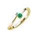 3 - Lucie 4.10 mm Bold Round Blue Topaz and Emerald 2 Stone Promise Ring 