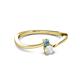 2 - Lucie 4.10 mm Bold Round Blue Topaz and White Sapphire 2 Stone Promise Ring 