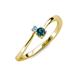 3 - Lucie 4.10 mm Bold Round Blue Topaz and Blue Diamond 2 Stone Promise Ring 