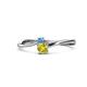 1 - Lucie 4.10 mm Bold Round Blue Topaz and Yellow Diamond 2 Stone Promise Ring 