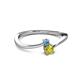 2 - Lucie 4.10 mm Bold Round Blue Topaz and Yellow Diamond 2 Stone Promise Ring 