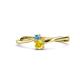 1 - Lucie 4.10 mm Bold Round Blue Topaz and Yellow Sapphire 2 Stone Promise Ring 