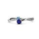 1 - Lucie 4.10 mm Bold Round Blue Topaz and Blue Sapphire 2 Stone Promise Ring 