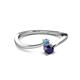 2 - Lucie 4.10 mm Bold Round Blue Topaz and Blue Sapphire 2 Stone Promise Ring 