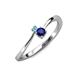 3 - Lucie 4.10 mm Bold Round Blue Topaz and Blue Sapphire 2 Stone Promise Ring 