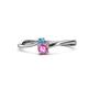 1 - Lucie 4.10 mm Bold Round Blue Topaz and Pink Sapphire 2 Stone Promise Ring 