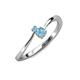 3 - Lucie 4.10 mm Bold Round Blue Topaz 2 Stone Promise Ring 
