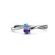 1 - Lucie 4.10 mm Bold Round Blue Topaz and Iolite 2 Stone Promise Ring 