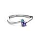 2 - Lucie 4.10 mm Bold Round Blue Topaz and Iolite 2 Stone Promise Ring 
