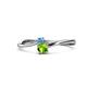 1 - Lucie 4.10 mm Bold Round Blue Topaz and Peridot 2 Stone Promise Ring 