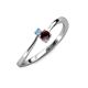 3 - Lucie 4.10 mm Bold Round Blue Topaz and Red Garnet 2 Stone Promise Ring 