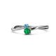 1 - Lucie 4.10 mm Bold Round Blue Topaz and Emerald 2 Stone Promise Ring 