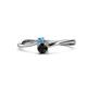 1 - Lucie 4.10 mm Bold Round Blue Topaz and Black Diamond 2 Stone Promise Ring 