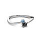 2 - Lucie 4.10 mm Bold Round Blue Topaz and Black Diamond 2 Stone Promise Ring 