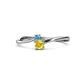 1 - Lucie 4.10 mm Bold Round Blue Topaz and Yellow Sapphire 2 Stone Promise Ring 