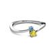 2 - Lucie 4.10 mm Bold Round Blue Topaz and Yellow Sapphire 2 Stone Promise Ring 