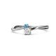1 - Lucie 4.10 mm Bold Round Blue Topaz and White Sapphire 2 Stone Promise Ring 