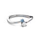 2 - Lucie 4.10 mm Bold Round Blue Topaz and White Sapphire 2 Stone Promise Ring 