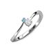 3 - Lucie 4.10 mm Bold Round Blue Topaz and White Sapphire 2 Stone Promise Ring 