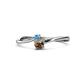 1 - Lucie 4.10 mm Bold Round Blue Topaz and Smoky Quartz 2 Stone Promise Ring 