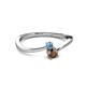 2 - Lucie 4.10 mm Bold Round Blue Topaz and Smoky Quartz 2 Stone Promise Ring 