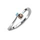 3 - Lucie 4.10 mm Bold Round Blue Topaz and Smoky Quartz 2 Stone Promise Ring 