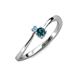 3 - Lucie 4.10 mm Bold Round Blue Topaz and Blue Diamond 2 Stone Promise Ring 
