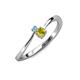 3 - Lucie 4.10 mm Bold Round Blue Topaz and Yellow Diamond 2 Stone Promise Ring 