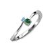 3 - Lucie 4.10 mm Bold Round Blue Topaz and Lab Created Alexandrite 2 Stone Promise Ring 