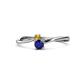 1 - Lucie 4.10 mm Bold Round Citrine and Blue Sapphire 2 Stone Promise Ring 