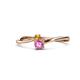 1 - Lucie 4.10 mm Bold Round Citrine and Pink Sapphire 2 Stone Promise Ring 