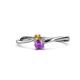 1 - Lucie 4.10 mm Bold Round Citrine and Amethyst 2 Stone Promise Ring 